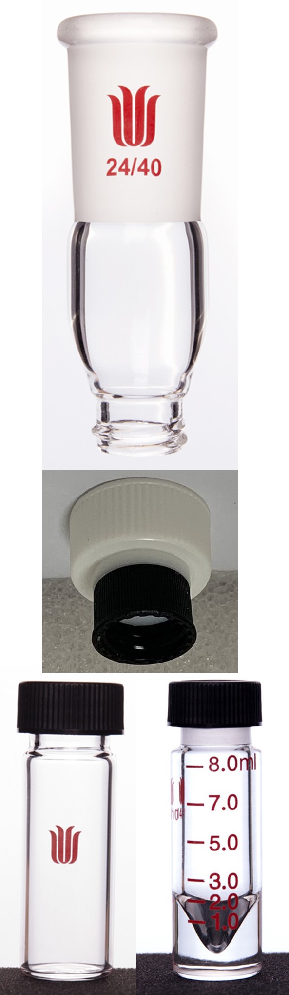 Microscale, conical reaction vial V13S, heavy wall, graduated, threaded, solid screw cap - Image 2