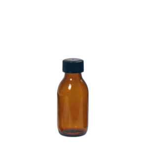 Amber glass bottle with screw cap