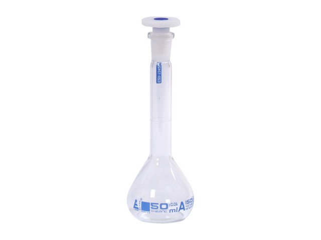 Class A borosilicate volumetric flask with stopper