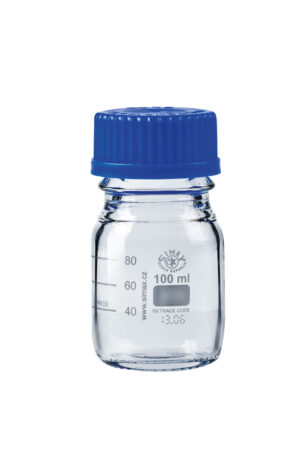 Reagent bottle, graduated, borosilicate 3.3, blue screw cap