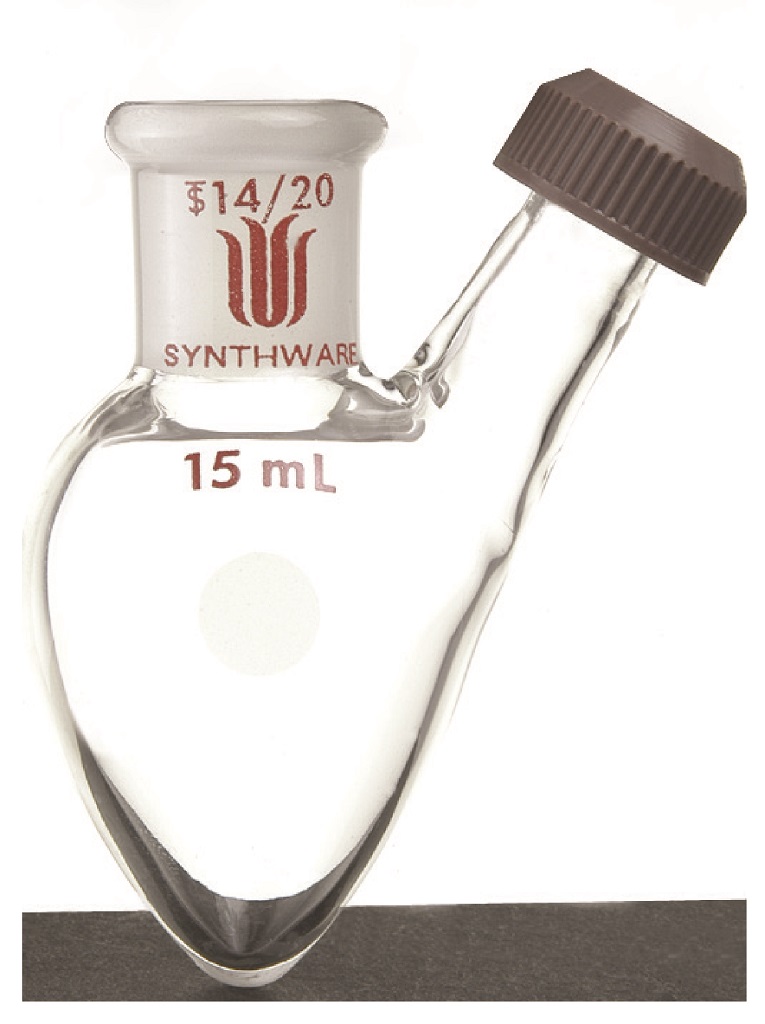 Synthware Flask F13, 1-neck, pear shaped, threaded inlet