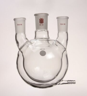 Synthware Flask F20, 3-neck, round bottom, vertical, full-jacket