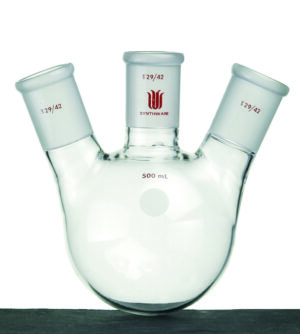 Synthware Flask F43, 3-neck, round bottom, angled