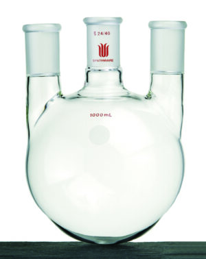 Synthware Flask F44, 3-neck, round bottom, vertical, parallel