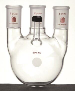 Synthware Flask* F71, 3-neck, round bottom, vertical, threaded inlet