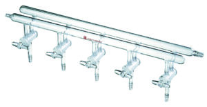 Synthware Manifold M23, vacuum solid glass stopcocks, double