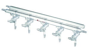 Synthware Manifold M26, vacuum solid glass stopcocks, double