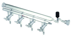 Synthware Manifold M36, hollow glass stopcocks, double, vacuum valve on 35/20 spherical joint (M360004)