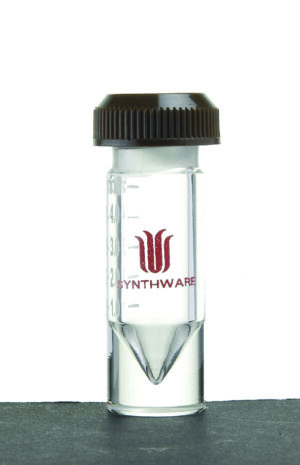 Synthware Microscale, conical reaction vial V13, heavy wall, graduated, threaded