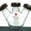 Synthware Microscale, flask F59m, 3-neck, round bottom, angled