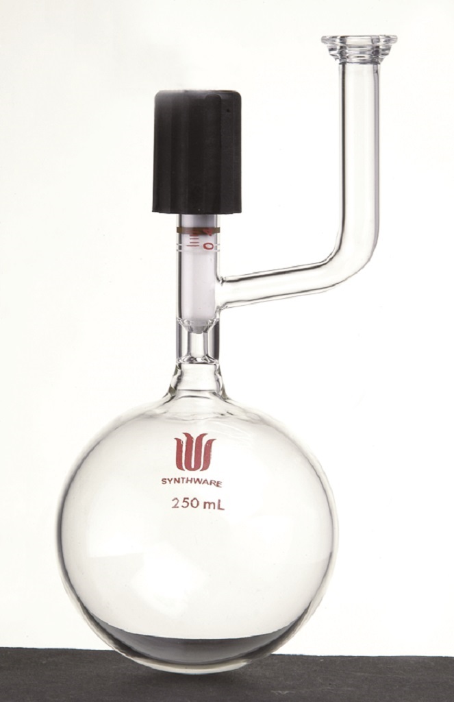 Synthware Schlenk flask S52, storage, vacuum valve, #15 O-ring joint