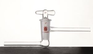Synthware Stopcock S70, glass, hollow plug, vacuum, offset